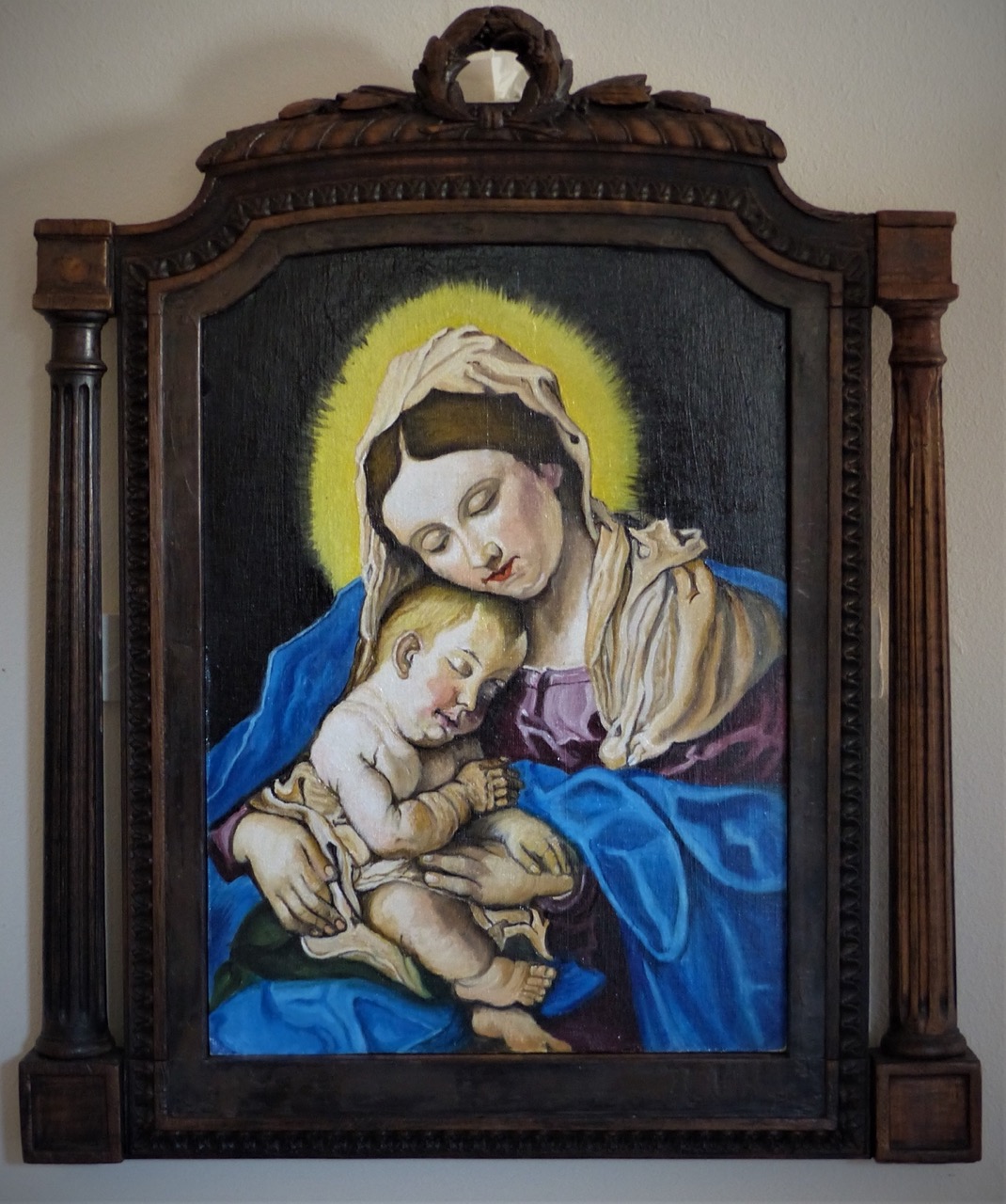 vierge et l'enfant cadre bois Grande